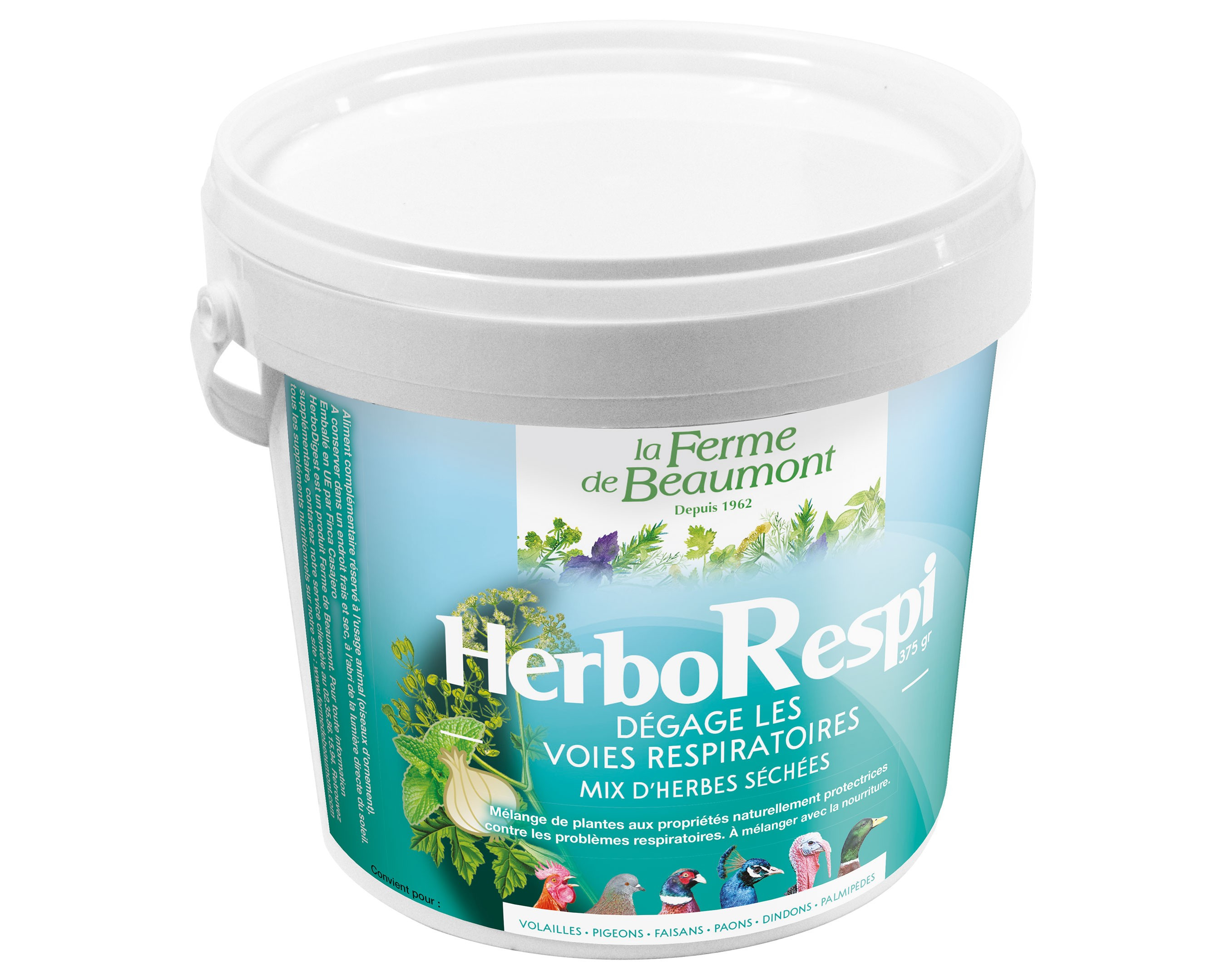 HerboRespi Ferme de Beaumont 375 gr Mix d'herbes séchées dégage les voies respiratoires volailles, poules