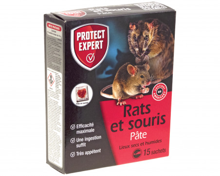 Raticide Souricide Protect Expert pâte 15 sachets