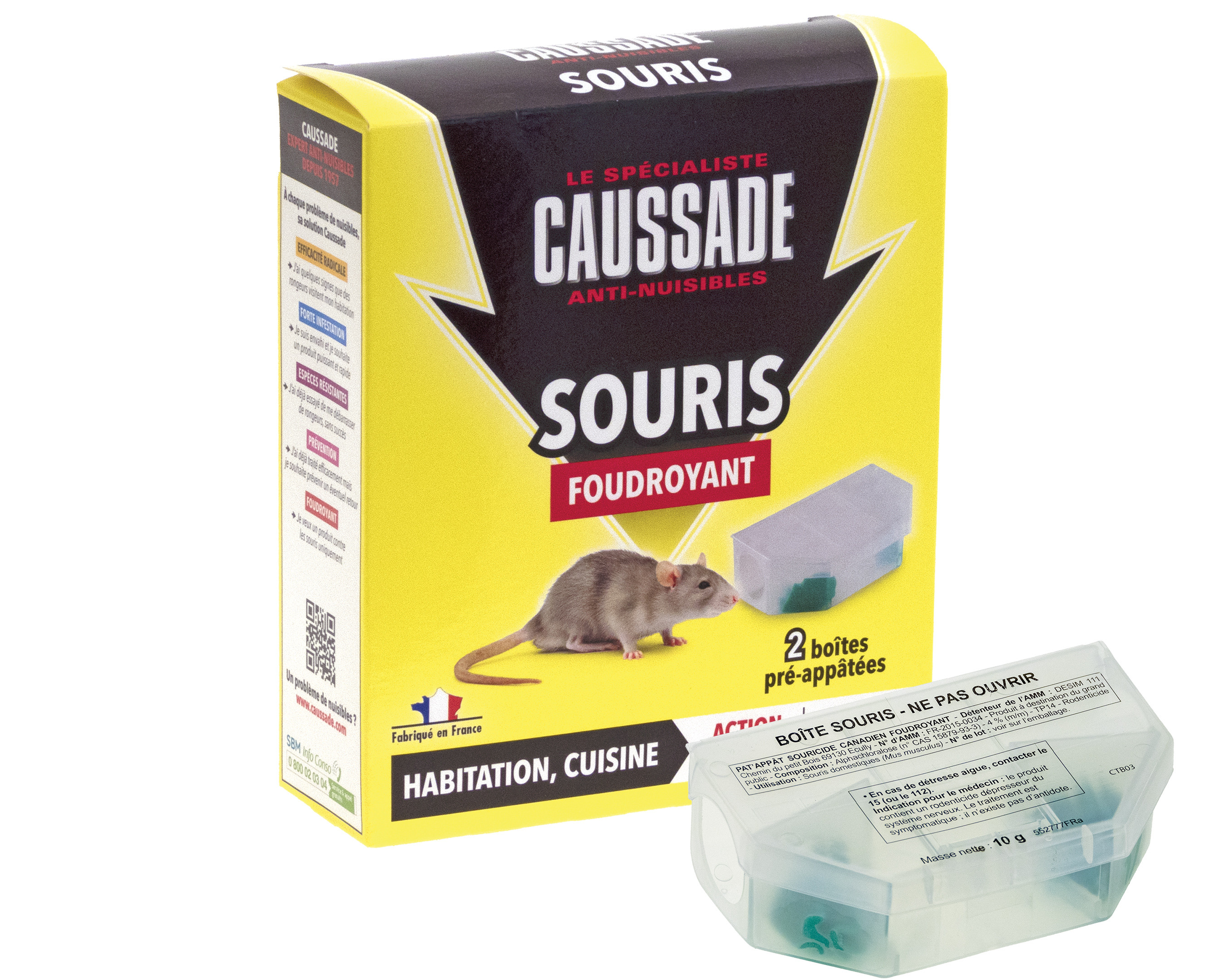 Souricide Caussade Souris foudroyant • 2 boîtes pré-appâtées