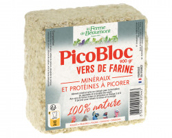 PicoBloc vers de farine Ferme de Beaumont 900 gr, Minéraux et protéines à picorer